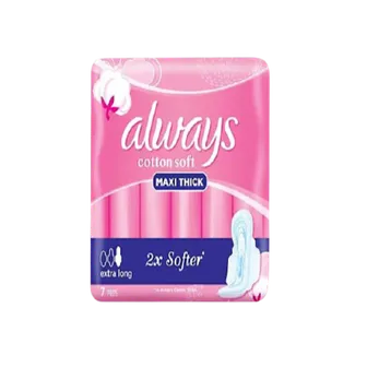 أولويز | ماكسي سميكة بنعومة القطن فوط صحية طويلة جدا بالاجنحة | 7 قطعة 