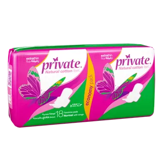 Private | Normal Extra Thin Feminine Towel | 18 pieces