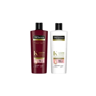 تريسمي | شامبو بالكيراتين ناعم ومستقيم | 400مل + بلسم كيراتين متعدد الألوان | 400مل